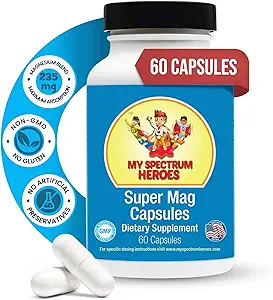 我的Spectrum Heroes Magnesium Capsules - 为睡眠,放松,认知支持和冷静而高吸力的Magnesium Blend - Kid & 成人友好公式 - 促进健康与平衡 - 60 Capsules