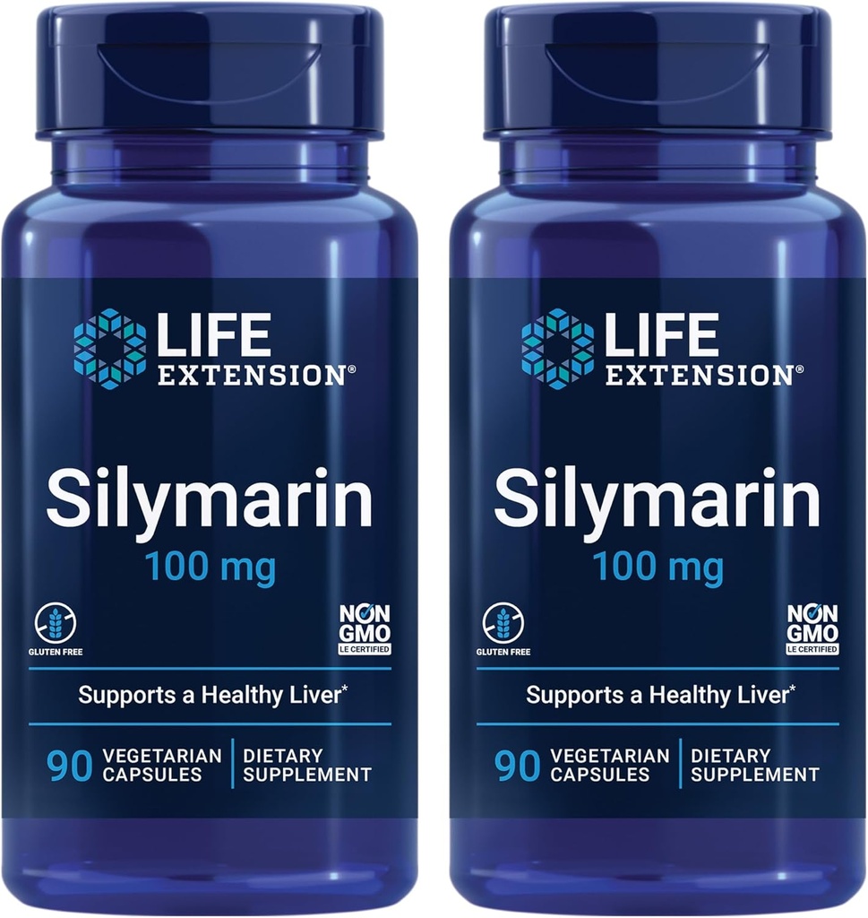 生命延伸 Silymarin – Milk Thetle 提取 – 支持肝脏健康 – Gluten-Free,非GMO,蔬菜 – 2 Pack - 2 x 90 Capsules