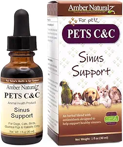 Amber NaturalZ Pet C&C 对狗、猫、鸟、几内亚猪和兔子的草药补充 ^ Pet Herbal 对健康忍者的补充 1 Fluid Ounce Glass Bottle 美国制造