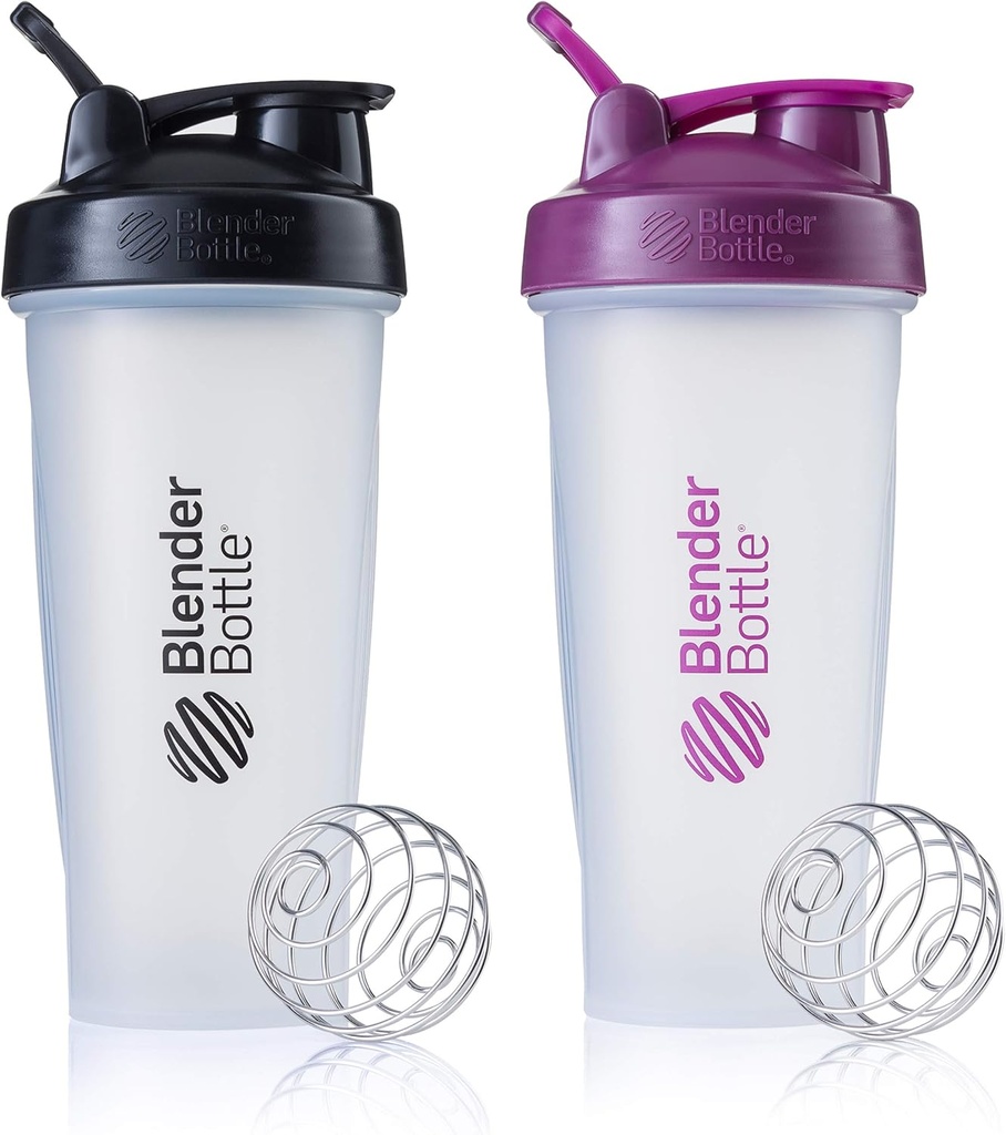 BlenderBottle Classic Shaker Bottle Protein Shakes and Pre Workout, 28 - Ounce (2 Pack), 彩色 May Vary 完美地用于蛋白质摇摆和前期工作, 28 - Ounce (2 Pack), 彩色 May Vary