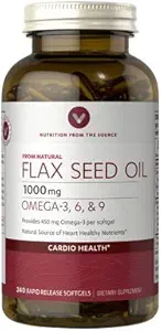 维生素 World Flax种子油 1000 mg 每软胶提供450 mg Omega 3 240 快速释放软胶