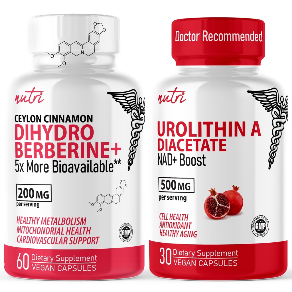 自然结合 核糖体二氢硼烷(60 Capsules) & Urolithin A Diacetate 500mg 能量促进剂补充剂