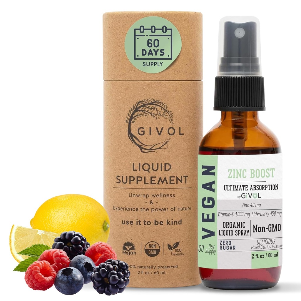 有机ZINC Boost Mist 40 mg(超强) - 不含糖的Vit C和长老莓提取剂 - 儿童与成年人的Vegan液体喷洒 - 容易吸收 - 非GMO - (60毫升) 60天供应