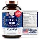 Thermogenic Multi Collagen Burn Capsules - Hydrolyzed Multi Collagen Complex Types I, II, III, V, X, Marine Collagen, Hyaluronic Acid - Beauty and Anti-Aging Supplement for Women and Men - 90 Pills