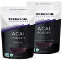 Terrosoul超级食品 有机Acai Berry粉, 4 Oz (Pack of 2), 冷冻干鲜, Omega Fats boost for Smoothie Bowls, 抗氧化剂-包装超级食品 食谱