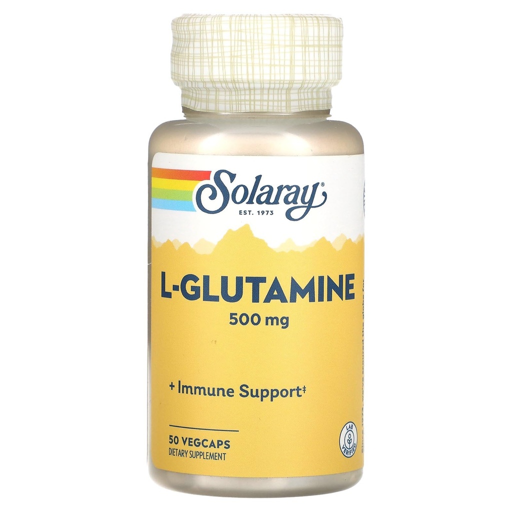 SOLARAY L Glutamine Capsules 500 mg - 免疫支持 - 免费氨基酸 - 实验室验证,60天钱包担保,50名服务员,50名蔬菜卡普