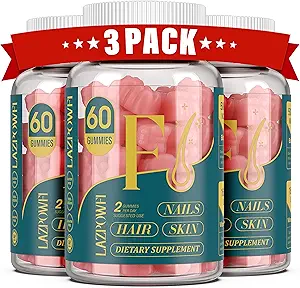 Biotin Gummys-Hair Skins和Nails Vitamins for Men & Men & Women, Vegan Vitamin B7, 支持毛发生长和坚固的Nails,90 日供-Raspberry-3 Pack