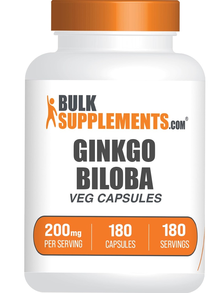 Bulk Assupports.comginkgo Biloba Capsules - Ginkgo Biloba 来源于叶子,草药补充剂 - Vegan, 1 Capsule per Service, 180 Counter (Pack of 1)