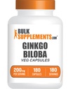 Bulk Assupports.comginkgo Biloba Capsules - Ginkgo Biloba 来源于叶子,草药补充剂 - Vegan, 1 Capsule per Service, 180 Counter (Pack of 1)