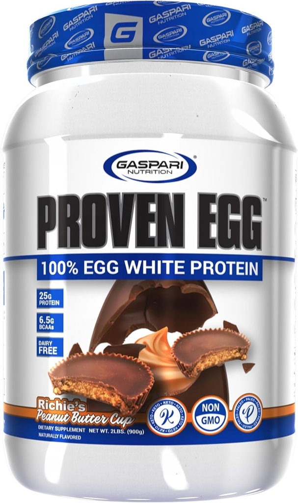 Gaspari营养蛋白,100%蛋白蛋白,25g蛋白,Keto Friendly,奶和乳糖自由,大豆自由(2磅,花生酱杯)