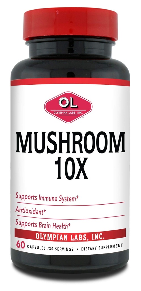 Olympian Labs 10X 蘑菇补充剂 Capsules - 支持免疫系统、抗氧化剂、脑健康的综合公式 60 Capsules (30种服务)