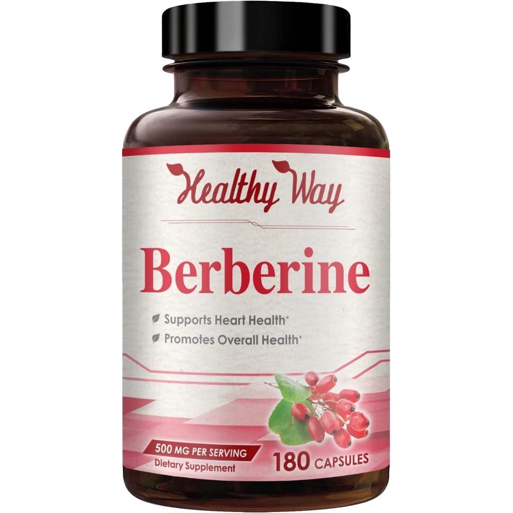 High Strength Berberine Supplement 500mg - Once Daily Potent Berberine 500mg Antioxidant Quercetin Supplement for Heart Aging and Vitality Support - Vegan Friendly & Made in the USA (180 Servings)
