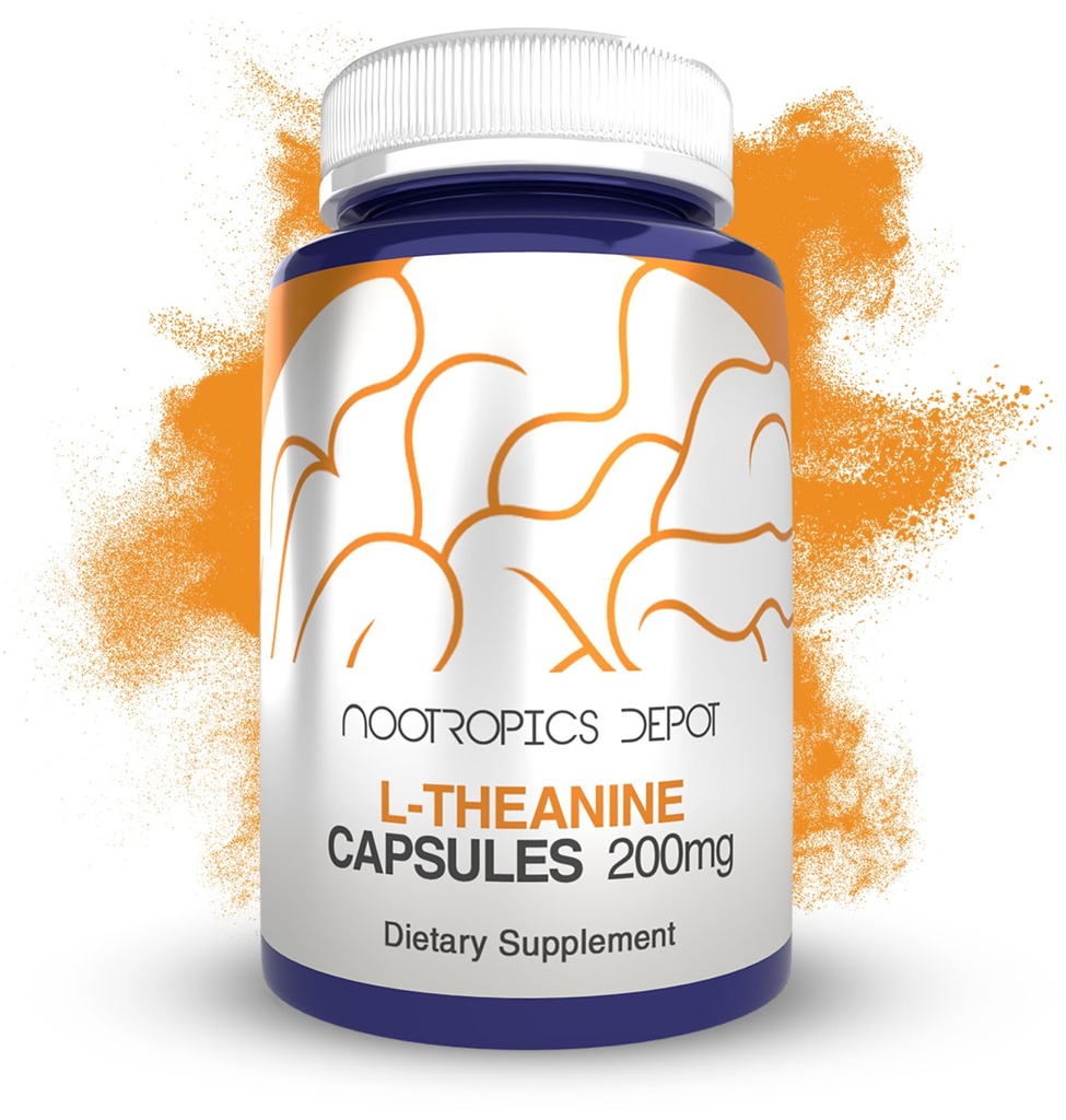 Nootropics Depot L-Theanine Capsules 200mg (180 Count) | Promotes Relaxation | Supports Healthy Stress Levels + Sleep Cycles | Promotes Cognitive Function + Focus | Amino Acid Supplement