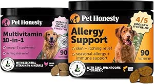10 in 1 Multivitamin + 过敏性支持 Soft Chew Supplement Bundle - Skin & Seasonal Pollen Alergies - 对狗的减痒 - 联合,消化,心脏,皮肤,Coat & Immune 支持维生素
