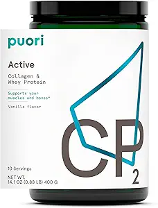 Puori Whey蛋白粉配有Collagen,CP2 活性,增生,草-Fed & Non-GMO-100%天然和纯度促进肌肉生长 - 14.8G 蛋白质 0.88磅