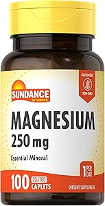 Sundance Magnesium 补充 | 250 mg | 100 caplets | 基本矿物公式 | 蔬菜,非GMO, & Gluten Free