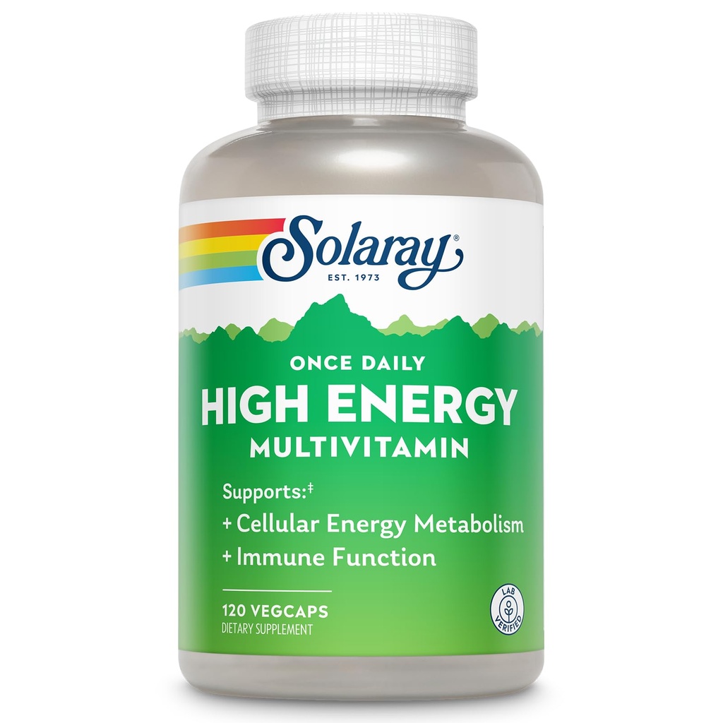 SOLARAY Once Daily High Energy Multivitamin for Menization - 能源补充 - Immune Support w/维生素C,A,D和E,维生素B 复合体,追踪矿物,60天保障,120Servi,120 Veg Caps