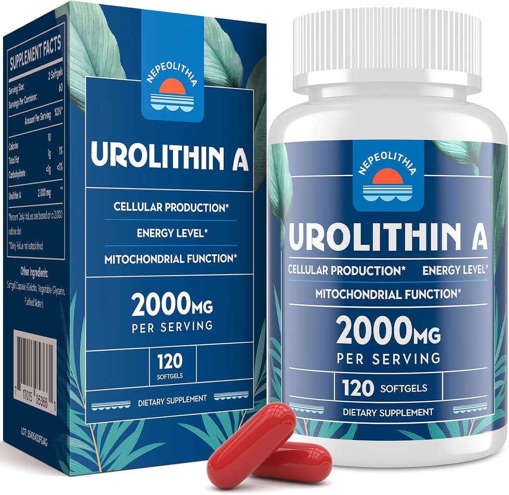 Urolithin A 2000mg, Gluten Free, 120 软胶