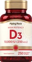 (原始内容存档于2018-07-21) (英语). Piping Rock Vitamin D3 1000 IU → 250 mcg → 250 mcg → 250 Softgels → highpotency → Non-GMO & Gluten Free Supplement
