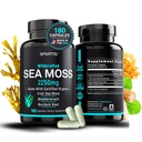 经认证的有机海苔(Irish Sea Moss Capsules 2250mg) 野生爱尔兰海苔(Moss Burdock root Bladderwrack) 补充 Raw Seamos Pills & Powder (Pack of 1 at 180-Caps)
