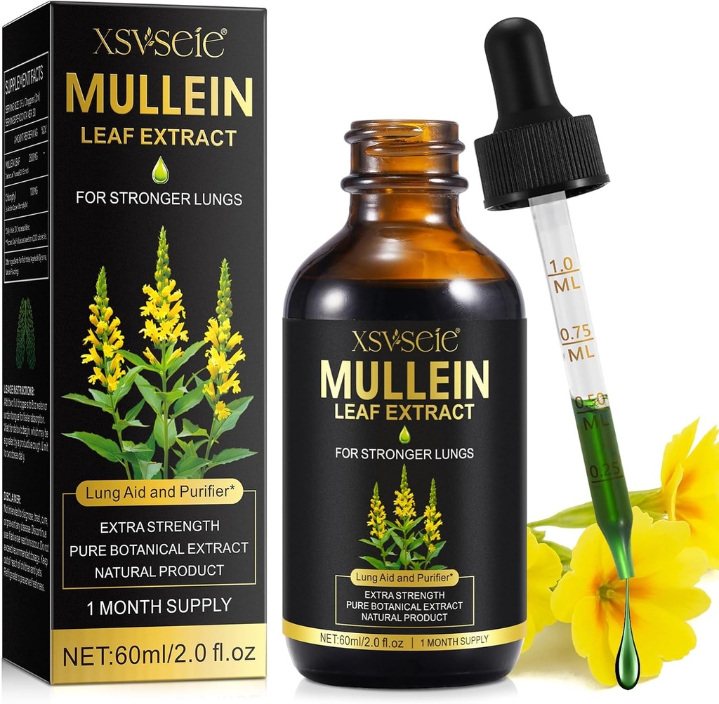 Mullein Drops for Lungs, Mullein Leaf 提取器用于肺脏, Mullein Leaf 提取器用于氯化石蜡天然草药补充 Mullein 提取器用于肺脏清洁和呼吸健康