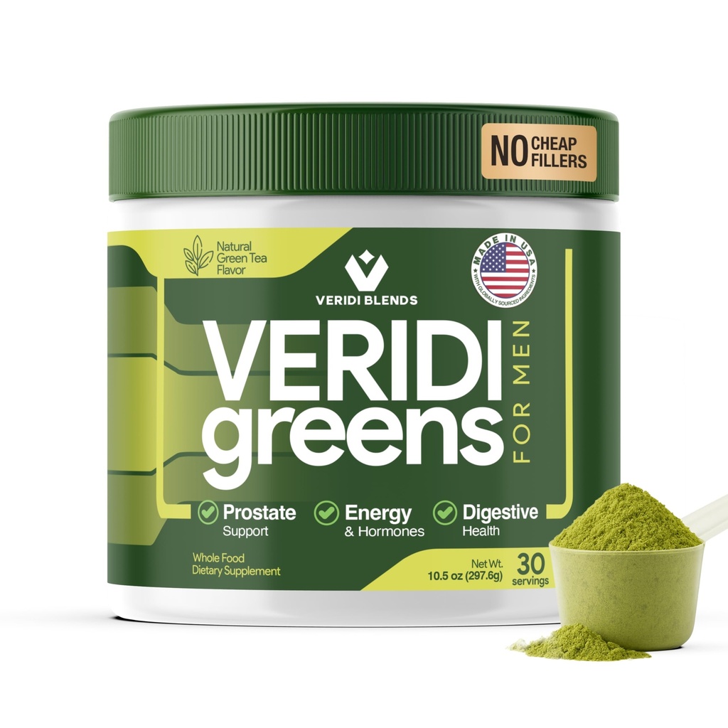 Veridi Greens for Men 40++++++ 每日超级食品 Greens Powder for Prostate Health, Hormone & Energy Support +++ Premium USA Blend with Spirulina, Saw Palmetto, Zinc & Enzymes 中超食品绿化剂,Hormone & Energy Supports 与 Spirulina, Saw Palmetto, Zinc & Enzymes 共和 超食品超食品超食品超食品超食品绿化剂超食品超食品超食品超食品超食品超食品超食品超食品超食品超食品超食品超食品超能健康,Hormone和能源支持 +++ Premium USA 与 Spirulina, Spalelina, Saw Palmetto, Zinto, Zinc和 Ezymes