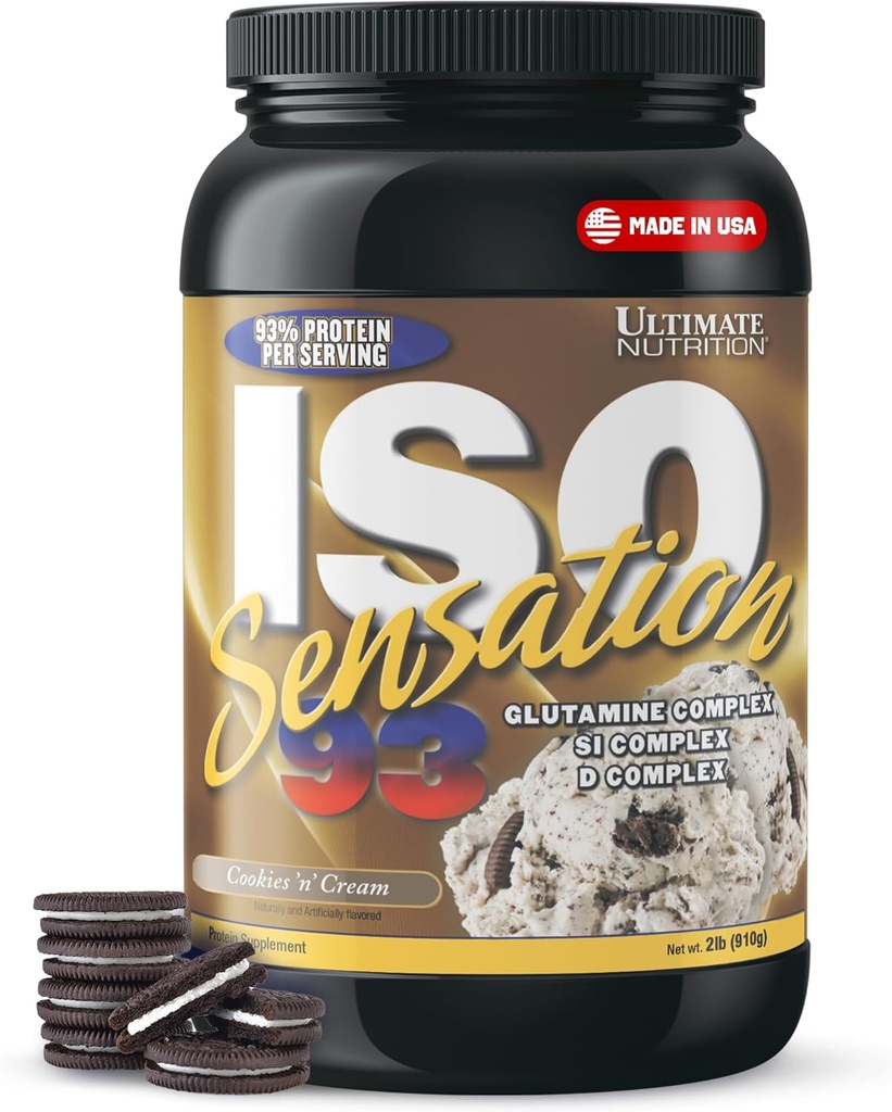 与Glutamine复合体的绝缘营养蛋白粉,ISO传感器93 - 添加Colostrum的蛋白粉,用于强化恢复、豁免和固醇健康 - 饼干 N Cream, 2升