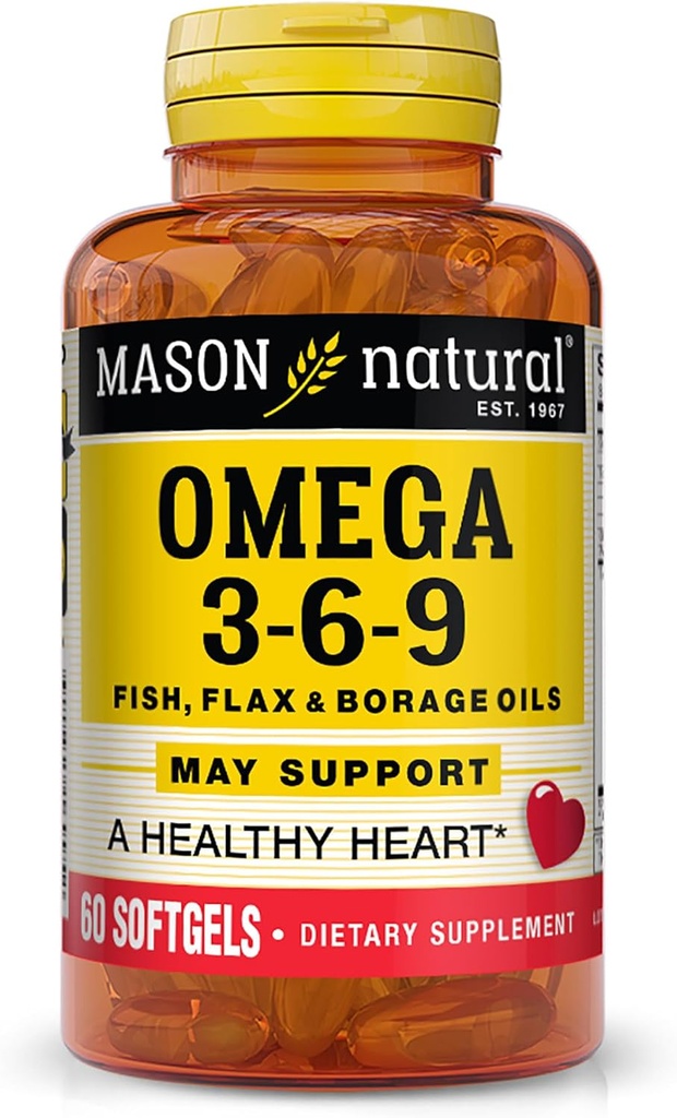 Mason Natural Omega 3-6-9 配鱼、法拉士种子、和波拉吉油、60软胶