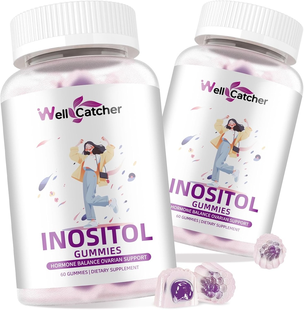 Inositol Gummys Myo-Inositol & D-Chiro Inositol理想 40:1 配 Omega-3 维生素 D3 支持健康氧化循环 葡萄火焰 2 包