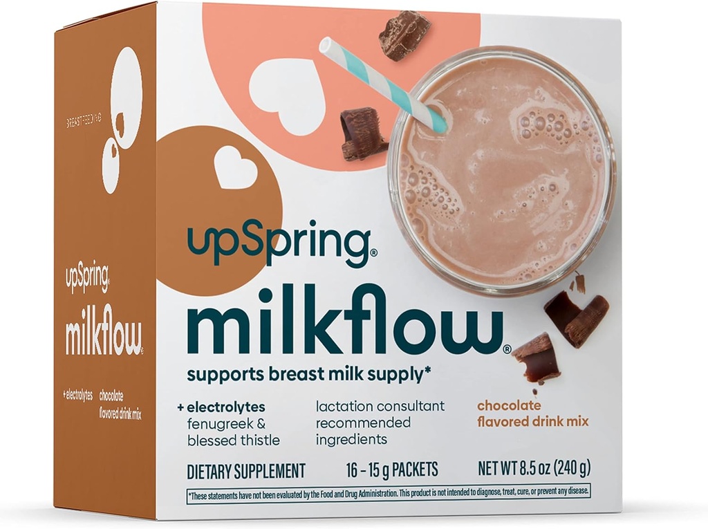 UpSpring 牛奶流 电解质 母乳喂养补充饮料 与 Fenugreek \\ 巧克力火焰 \ 哺乳补充 推广健康的母乳供应和恢复电解质 \ 16 饮料混合