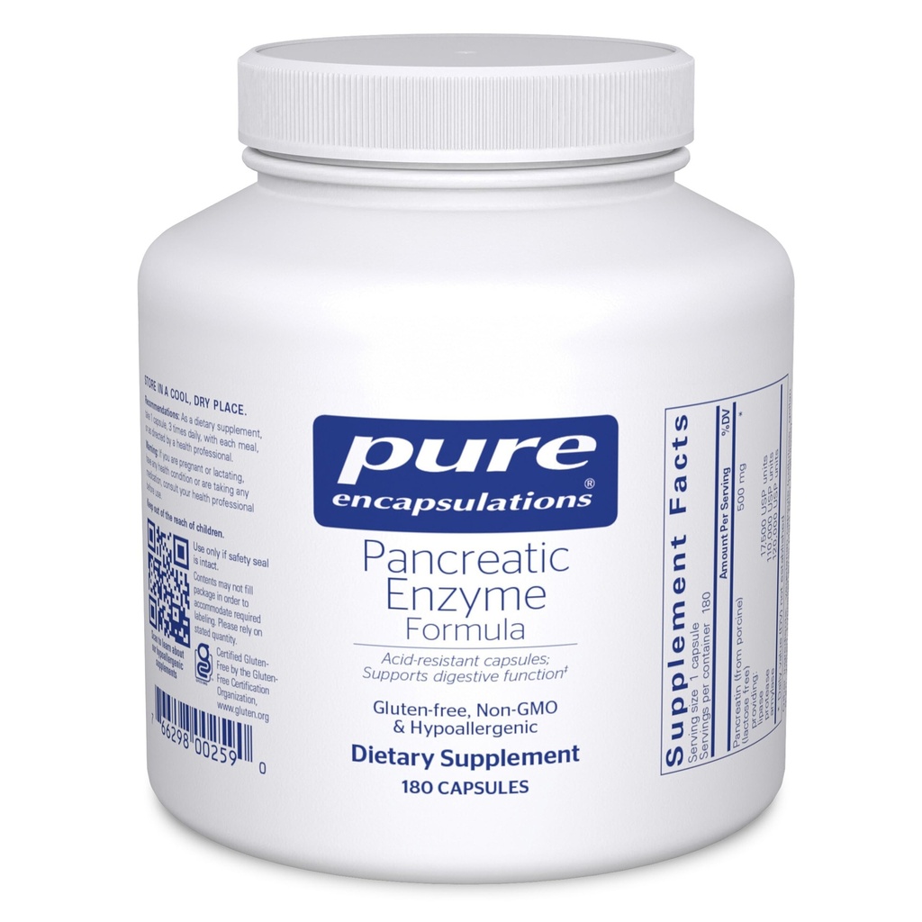 纯封装酶 Pancreatic Enzyme公式 - 消化酶用于消化 - 强化古特健康* - 定向交付卡普尔 - Gluten Free & Non-GMO - 180卡普尔