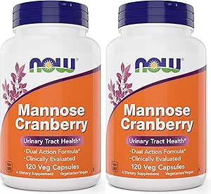 Now Foods Mannose Cranberry, 120 Capsules (Pack of 2) - 与PAC - 450mg dMannose, 250mg 整体 Cranberry - Urinary Tract Health * - Vegan 友好补编,非GMO