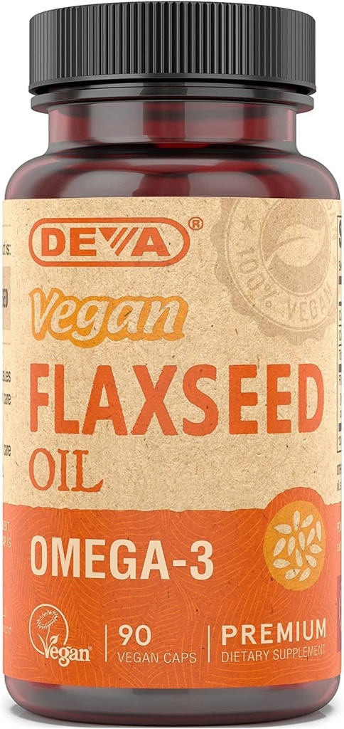 Deva Vegan Vitamins Flax种子石油,500MG,Vegan,90 Vcap(4包)