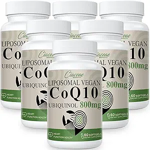 Liposomal CoQ10 800mg Ubiquinol Softgel, Max Absociation Ubiquinol Coenzyme Q10, Ubiquinol CoQ10 抗氧化剂补充剂,心脏功能与能源生产,纯CoQ10 800mg, 360 Vegan Softgels