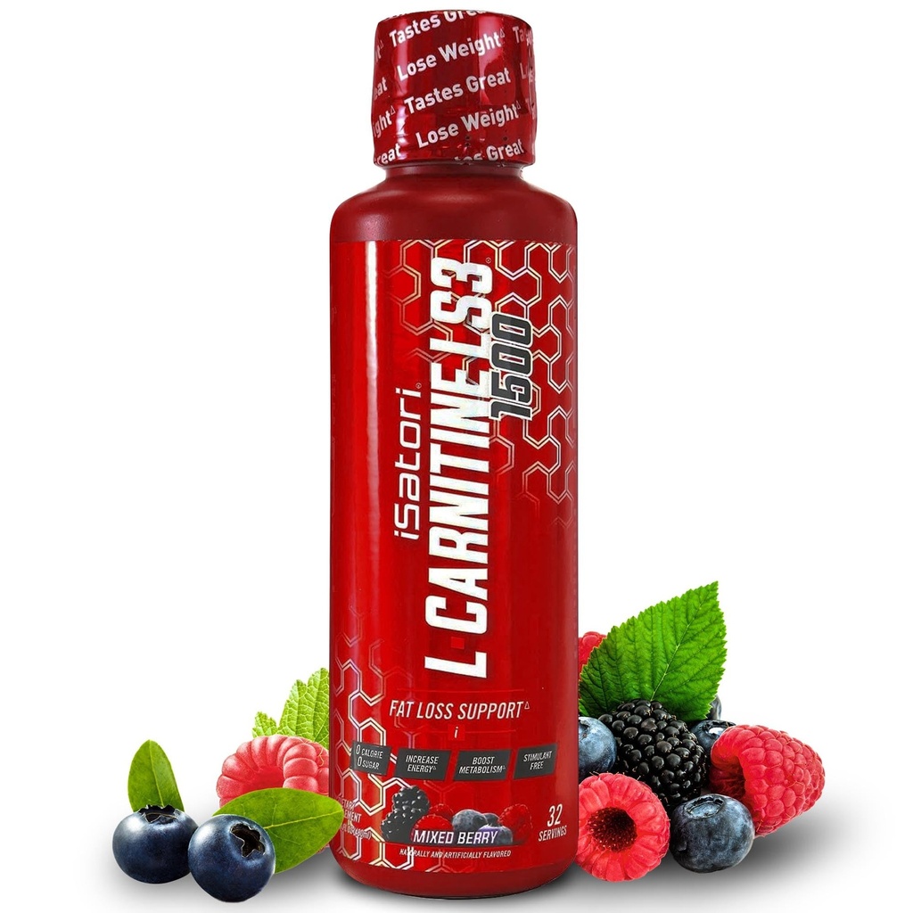 iSatori L-Carnitine LS3 1500,三联-Blend Liquid L Carnitine 补充剂,配有乙酰胺和塔特拉特,无兴奋剂,低卡路里,糖和糖自由,Keto-Friendly,Mixed Berry Flavor(32位服务员)