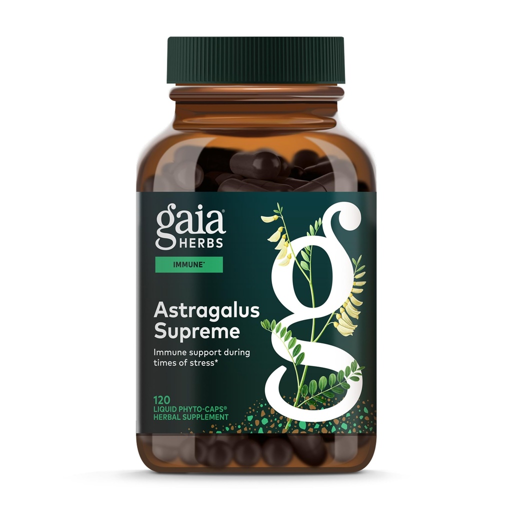 Gaia Herbs Astragalus Supreme - Immune和抗氧化剂支持草药补充剂 - Astragalus Root, Schisandra Berry和Ligustrum - 120 Vegan Liquid Phyto-Capsules (30日供应)