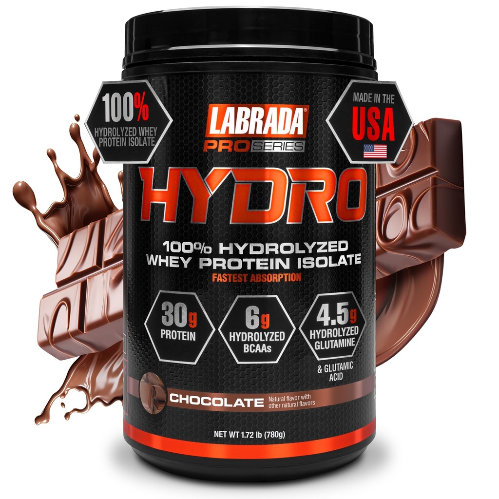 LABRADA 100%纯水解 WHEY 蛋白质孤立粉,无乳糖,最快速的文摘,即时混合,有害的味道 20 成品(焦油)