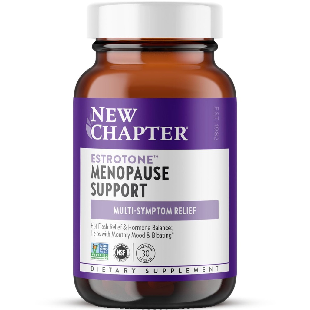 New Chapter Menopause Supplement - Estrotone Herbal Hormone Balance for Women in Perimenopause, with Black Cohosh for Hot Flash Relief & to Reduce Night Sweats + Vitex, No Added Hormones - 30 ct
