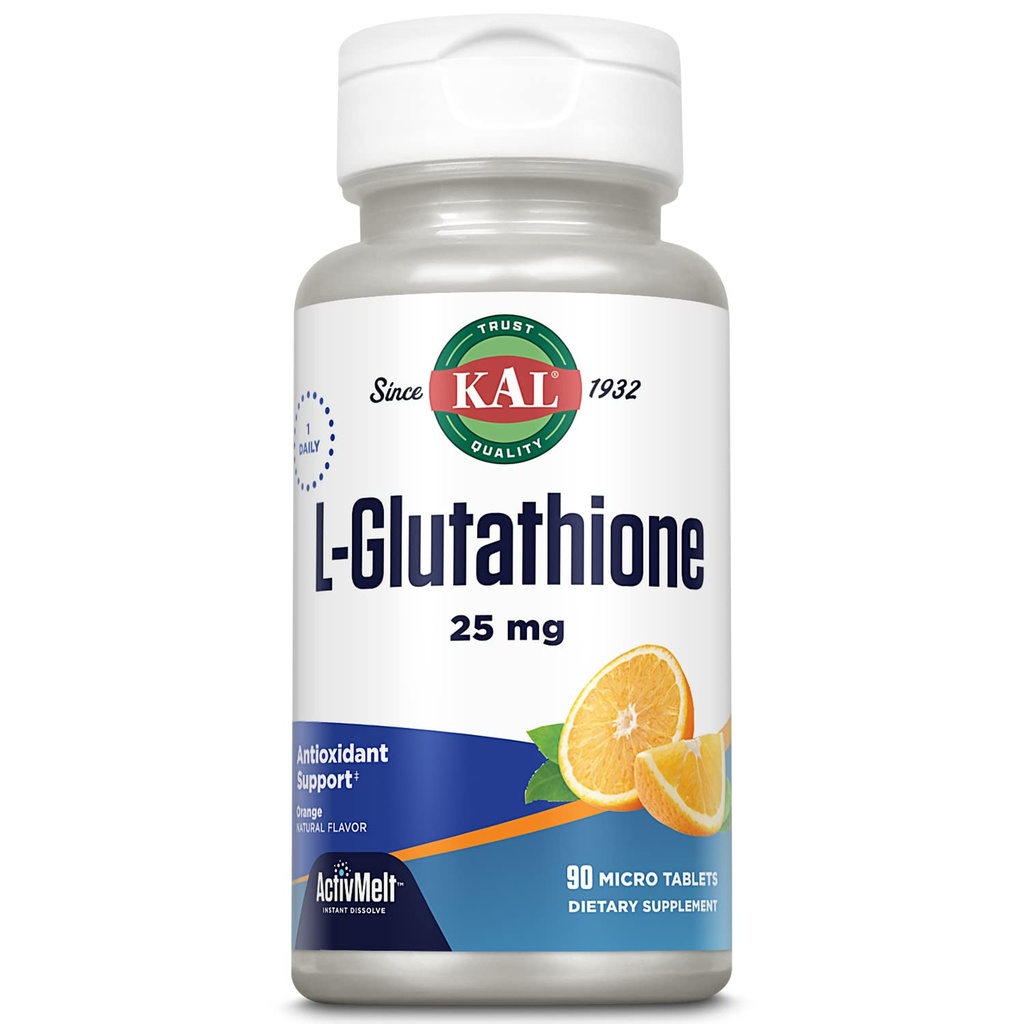KAL L-Glutathione, 减少胶原酮补充剂, 高吸收抗氧化剂, 橙色Flavor 即时溶解活性剂, 植物学, 实验室验证, 90种服务, 90种微片