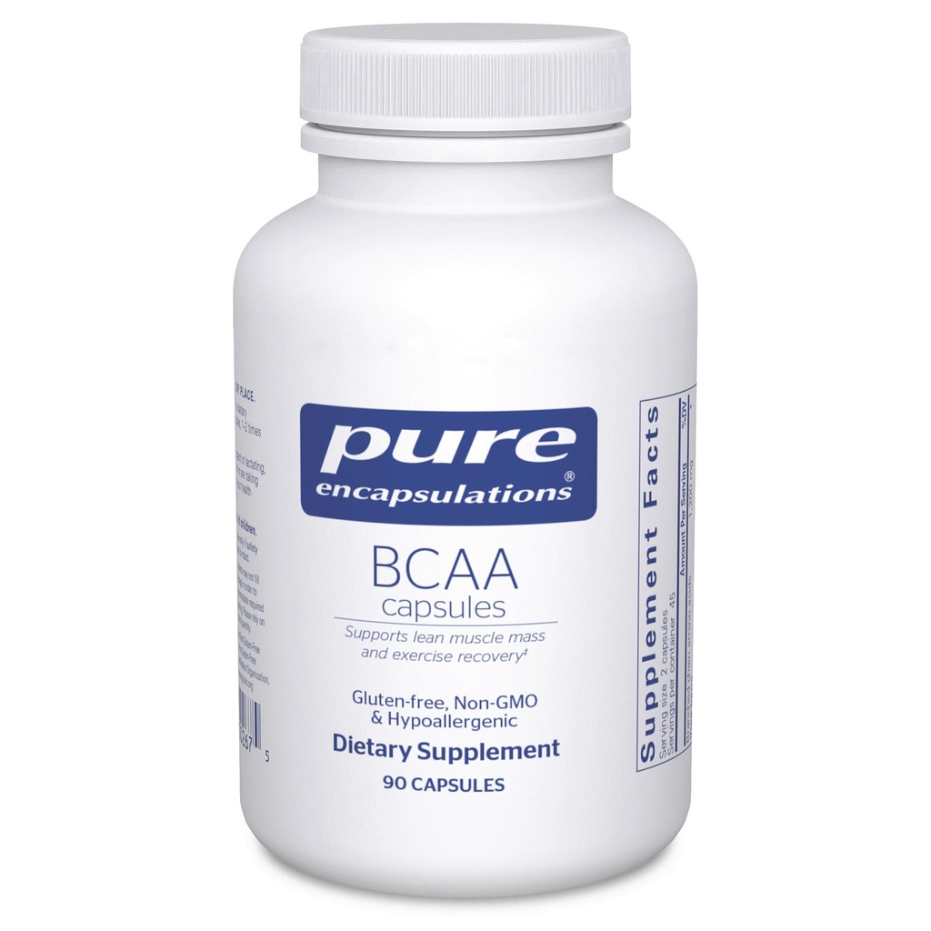 纯封装 BCAA Capsules → 假封装 操作期间支持肌肉功能的补充 → 90 Capsules