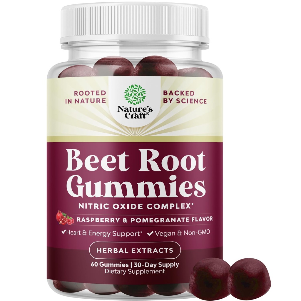 Flowsboting Beet Root Gummys - 为成年人提供刺激的Bet Gummys Nitral Oxide 能量和心脏健康支持 葡萄籽石榴和维生素 B12 - Vegan 非GMO和Gluten Free(1个月)