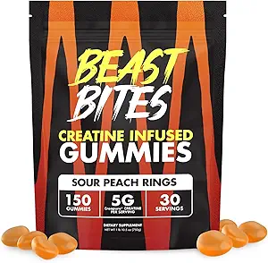 BEAST BITES - 克里塔丁浸泡液 - 5g Creapure Creatine Monohydrate Pervice - NSF体育认证 - 30名服务员