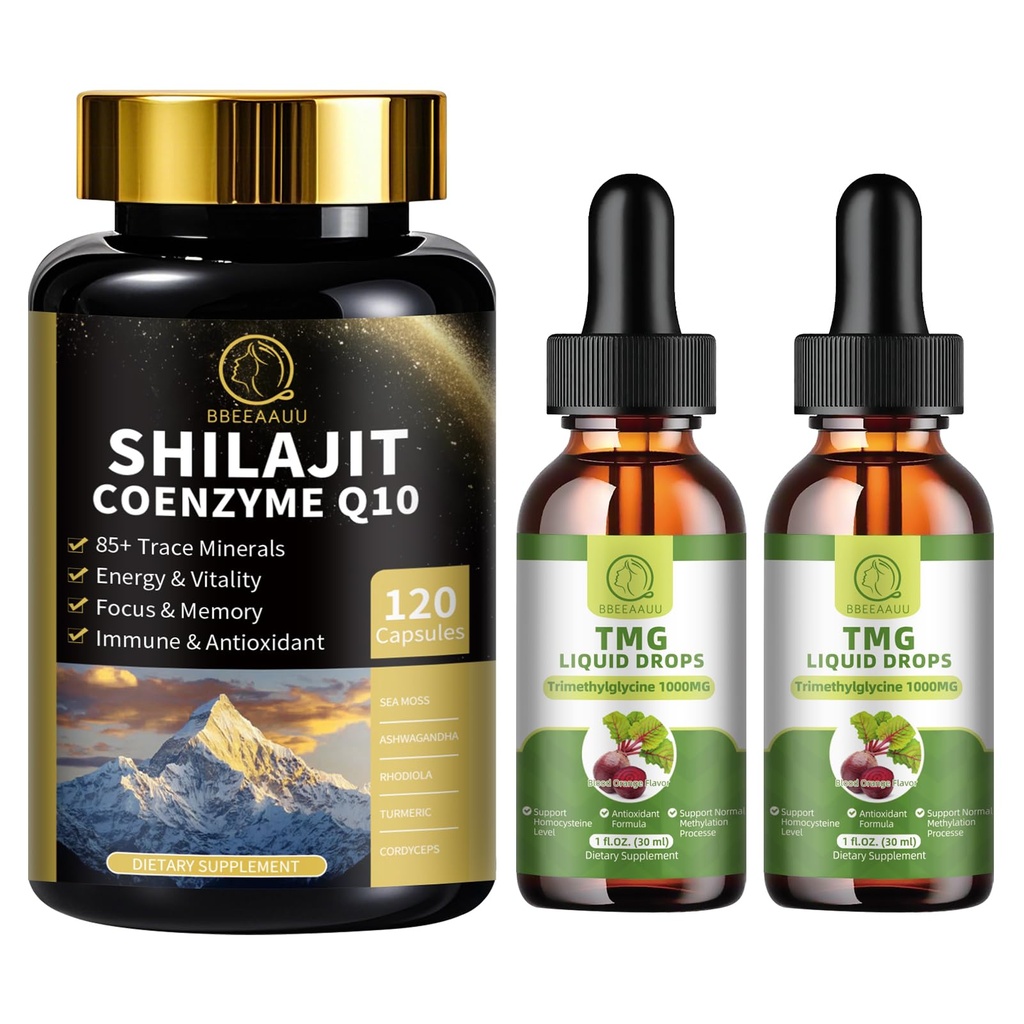 TMG( 三甲基甘氨酸) 补充液滴 & Shilajit Capsules with Sea Moss
