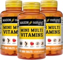 MASON NATURAL 小型多维生素,维生素A,C,D3,E,B1,B2,B3,B6,B12,Folate和钙促进总体健康,300天供应量