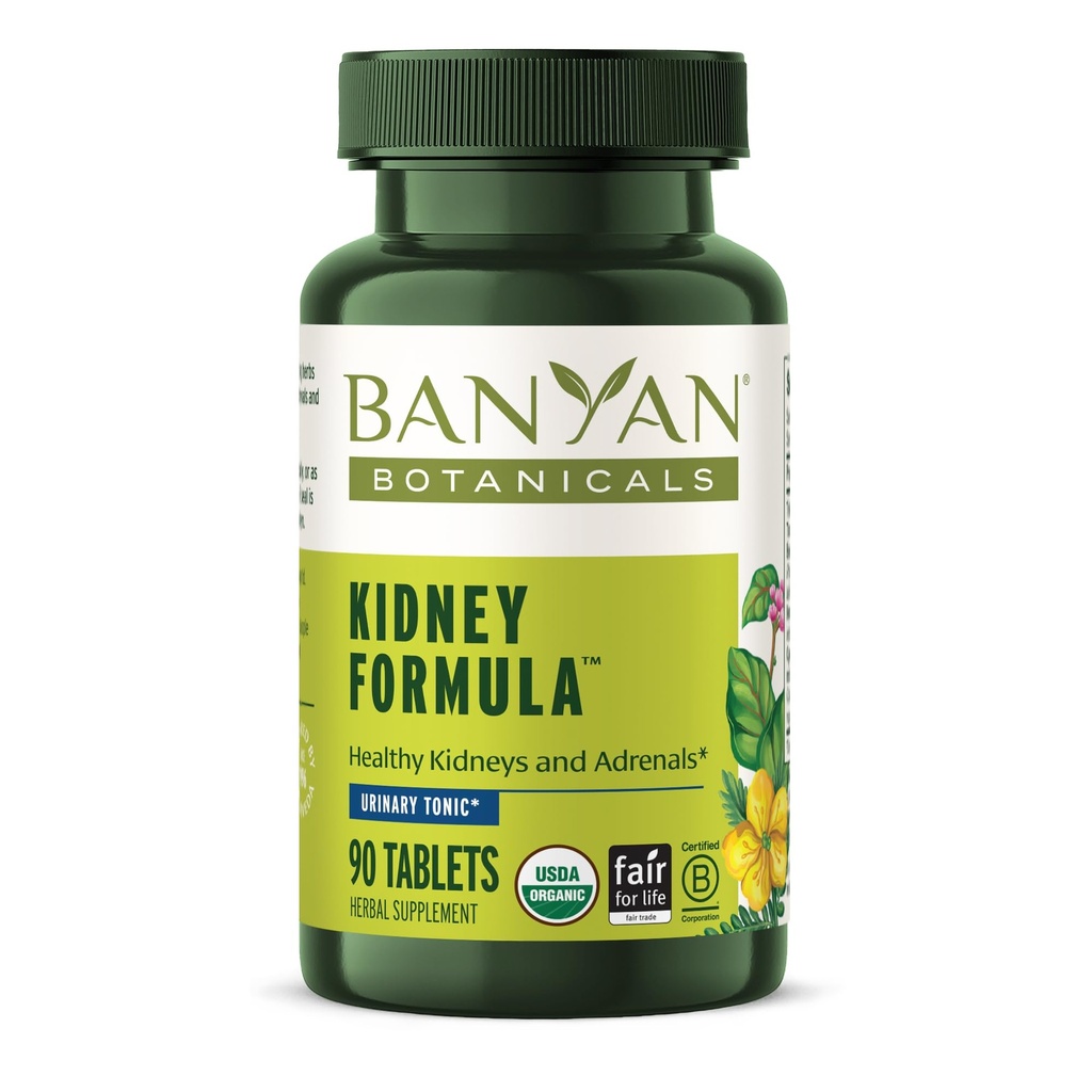 Banyan Botanicals Organic Kidney Formula–Urinary Tract Support & Detox Supplement–Gokshura & Punarnava for Fluid Balance & Systemic Cleansing–Cooling Genitourinary Tonic-90 Tablets-USDA Organic