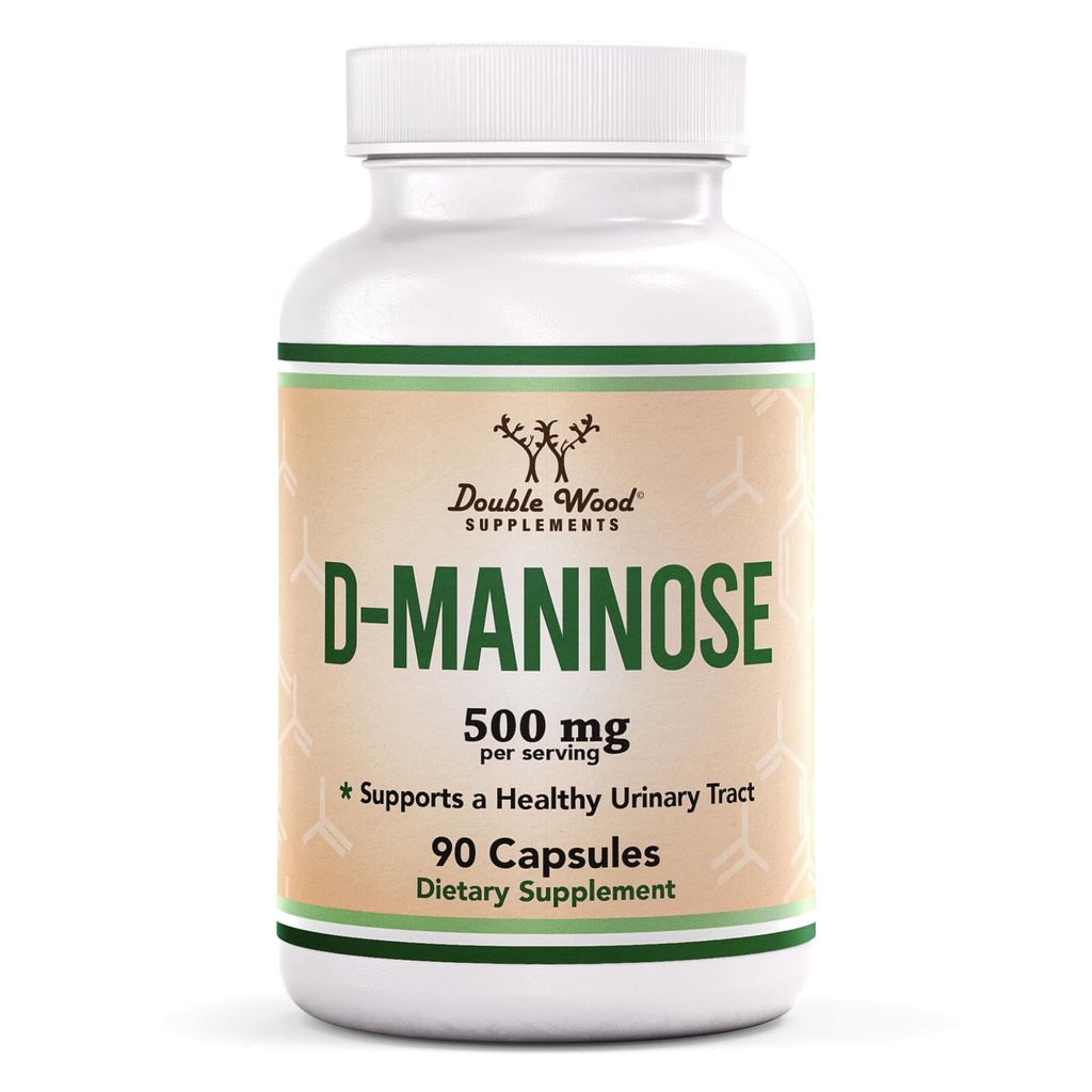 双木补丁 D Mannose 500 mg Capsules, 90 Counter (D-Mannose for Urinary Tract Health and Bladder Lining, 帮助UTI预防) Vegan Safe, Non-GMO, Gluten Free