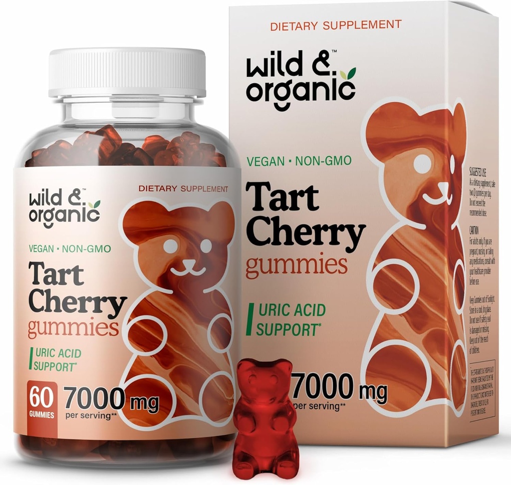 野生和有机玉米樱桃 7000 mg - 玉米樱桃提取剂 Uric 级支持补充剂 - 60 Vegan, N-GMO Chews