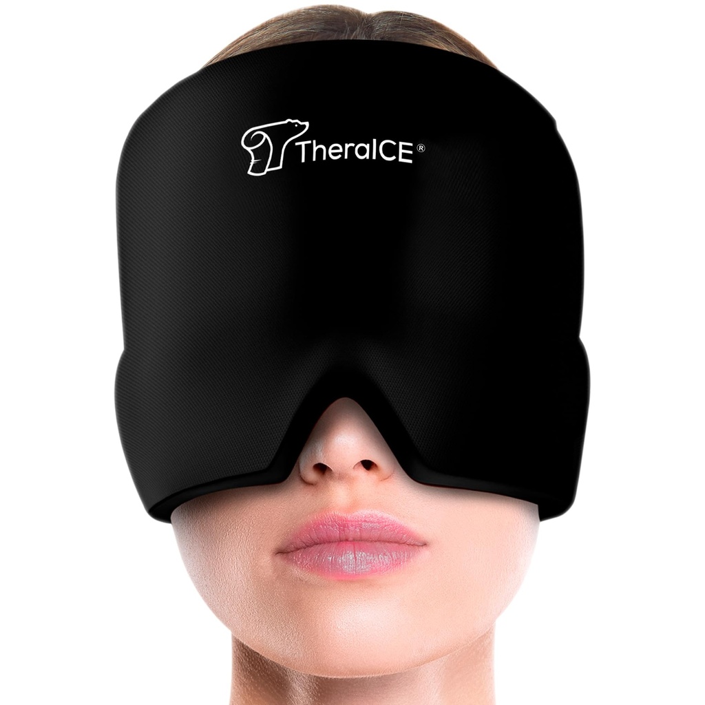 TheraICE Migraine Relief Cap, Soothing Headache Hat Ice Pack Mask, 面部冷压缩冷却 Gel头包包装产品用于紧张,压力和悬浮