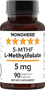 MONOHERB L-Methylfolate 5-MTHF 5 mg - 90 蔬菜卡普尔 - 甲基福尔特补充剂