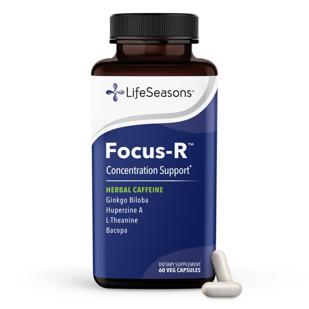 LifeSeasons - Focus-R - 浓度支持补充 - 所有年龄 - 增强精神性能和重点 - 增加注意力 Span - L - Theanine, Kava Kava, Bacopa, 维生素B & More - (60 Capsules)